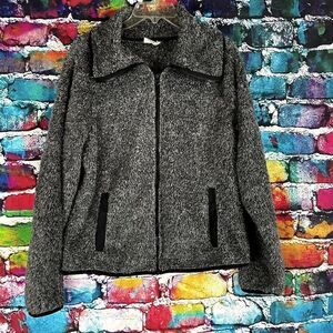 So Soft Furry Fleece Zip Front Jacket Sweatshirt Size Large